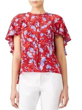 Alexis Danijela floral flutter sleeve silk top, size small